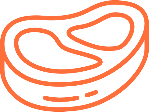 Steak illustration in orange outline

