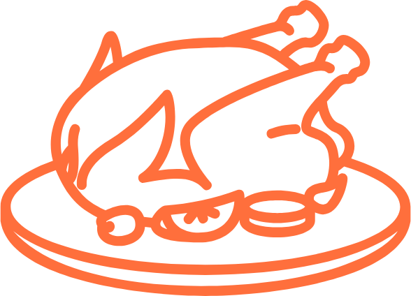 Steak illustration in orange outline

